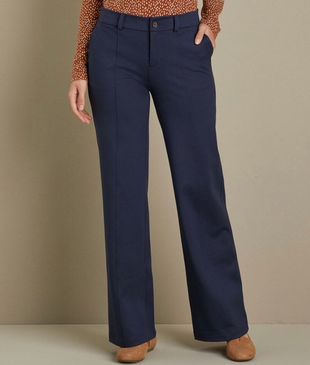 Duluth High Waist Wide Leg Ponte Pants Navy Blue Women’s 18 Regular Office